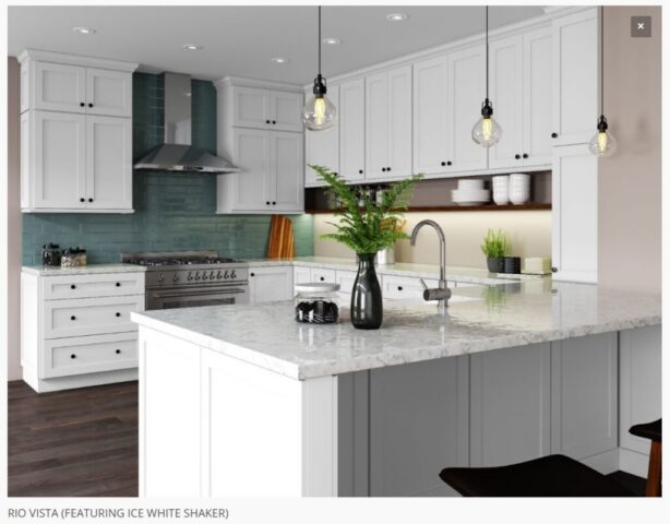 Contemporary white shaker kitchen with pendant lighting inspiration